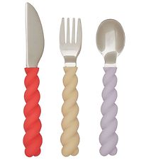 OYOY Bestik - Silikone - 3 dele - Mellow Cutlery - Lavender/Vani OYOY Bestik - Silikone - 3 dele - Mellow Cutlery - Lavender/Vani