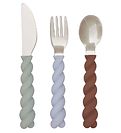 OYOY Cutlery - Silicone - 3 Parts - Mellow Cutlery - Pale Mint/C