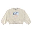 GANT Sweatshirt - C-Neck - Cropped - Rubber Grey Melange GANT Sweatshirt - C-Neck - Cropped - Rubber Grey Melange