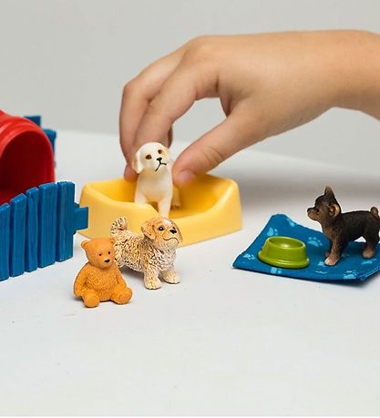Schleich Farm World - Løbegård Til Hvalpe - 13 Dele - 42480