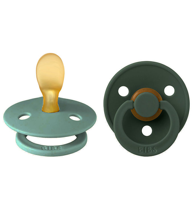 BIBS Symmetrisk Colour Sut - 2-Pak - Str. 2 - Naturgummi - Sage/Hunter Green