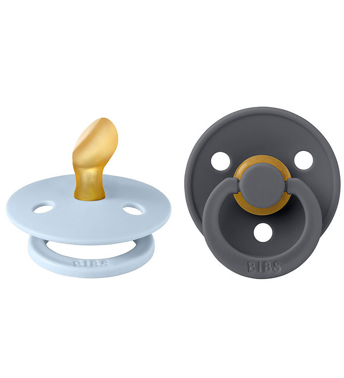 BIBS Colour Anatomisk Sutter 2-pak Naturgummi Str. 2 - Iron/Baby Blue