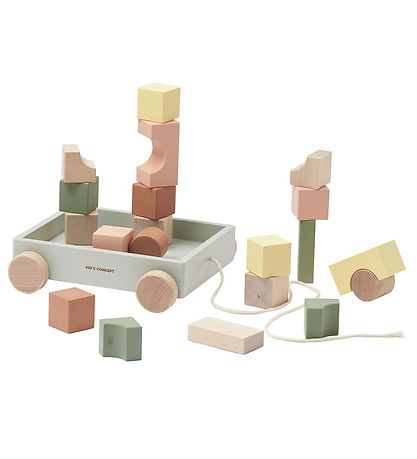 Kids Concept Trækvogn m. Stableklodser - Edvin - Multi Kids Concept Trækvogn m. Stableklodser - Edvin - Multi