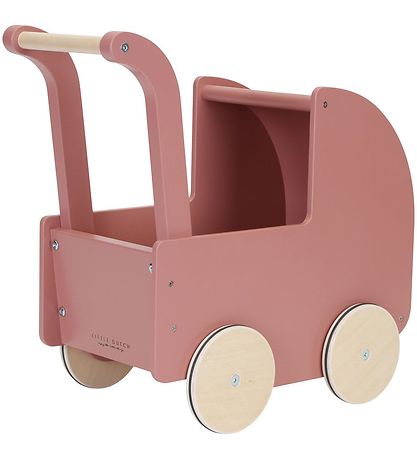 Little Dutch Dukkevogn - Træ - Lyserød