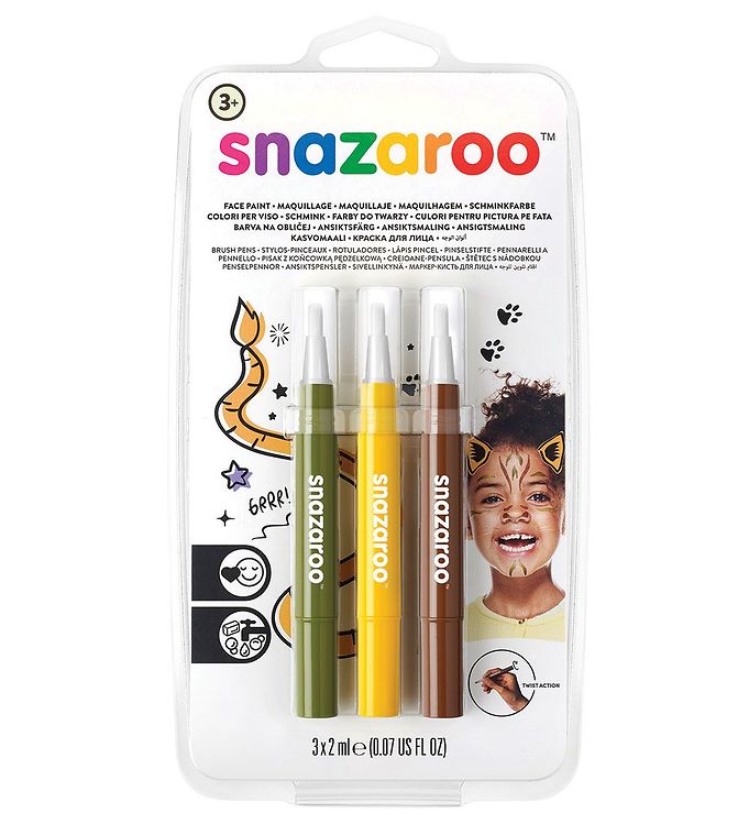 Snazaroo Ansigtsmaling - Penselmaling - 3 Stk. - Grøn/Gul/Brun billede