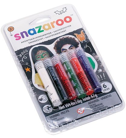 Snazaroo Ansigtsmaling - Stifter - 6 Stk. - Halloween Snazaroo Ansigtsmaling - Stifter - 6 Stk. - Halloween