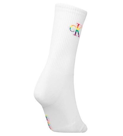 Calvin Klein Strømper - Rib - Pride - Hvid m. Logo