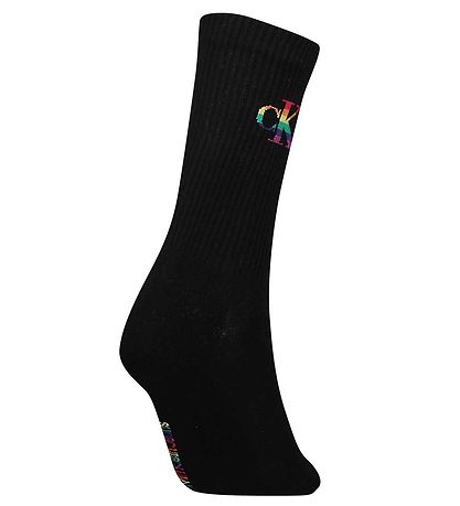Calvin Klein Strømper - Rib - Pride - Sort m. Logo Calvin Klein Strømper - Rib - Pride - Sort m. Logo