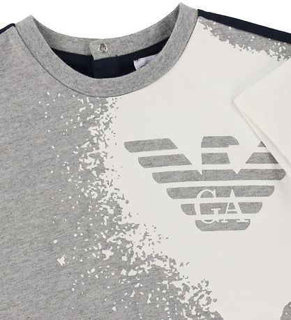 Emporio Armani T-shirt - Gråmeleret/Navy m. Hvid