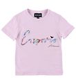 Emporio Armani T-shirt - Lyslilla m. Broderi Emporio Armani T-shirt - Lyslilla m. Broderi