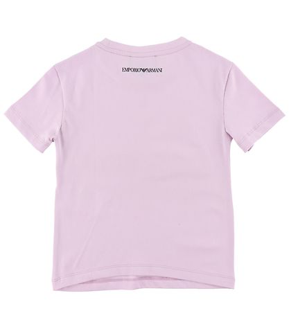 Emporio Armani T-shirt - Lyslilla m. Broderi Emporio Armani T-shirt - Lyslilla m. Broderi