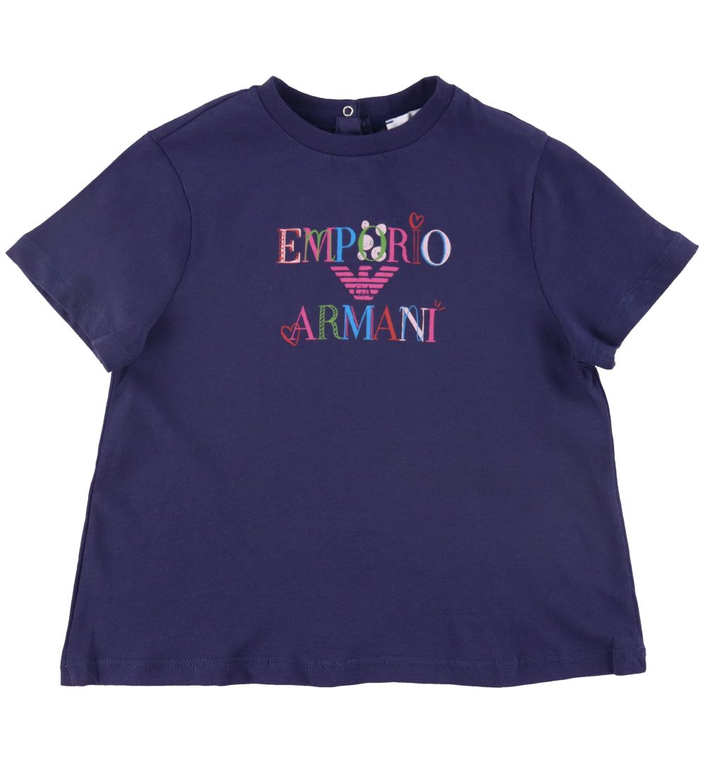 Emporio Armani T-Shirt - Blu Mora m. Print - Emporio Armani - 9 mt - T-Shirts