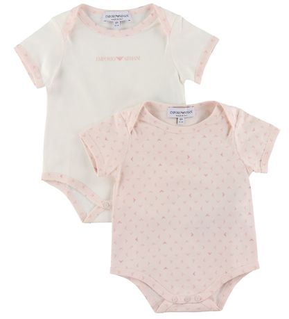 Emporio Armani Bodysuits s/s - 2-Pack - Aquile Pink/White Emporio Armani Bodysuits s/s - 2-Pack - Aquile Pink/White