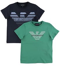 Emporio Armani T-shirts - 2-pak - Grøn/Navy m. Logo Emporio Armani T-shirts - 2-pak - Grøn/Navy m. Logo