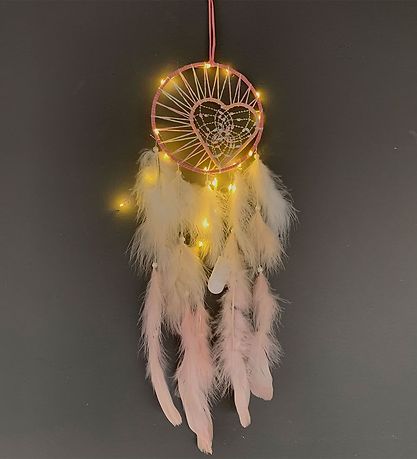 MillaVanilla Drømmefanger - Ophæng m. Fjer/LED Lys - Rosa MillaVanilla Drømmefanger - Ophæng m. Fjer/LED Lys - Rosa