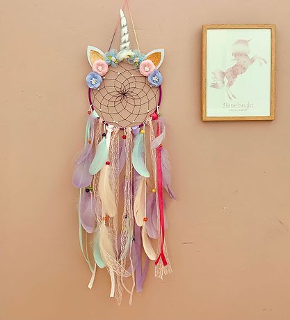 MillaVanilla Drømmefanger - Ophæng m. Enhjørning/Fjer - Multi MillaVanilla Drømmefanger - Ophæng m. Enhjørning/Fjer - Multi