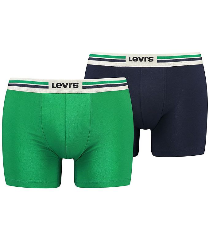 Levis 2P Men Sportswear Logo Boxer Brief Blå/Grøn bomuld Small Herre