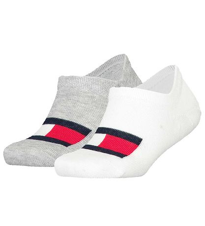 Tommy Hilfiger Strømper - 2-pak - Footies - Hvid/Grå