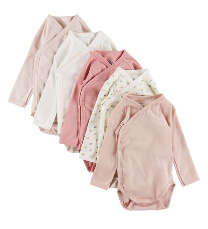 Petit Bateau Body l/æ - 5-pak - Lyserød/Hvid