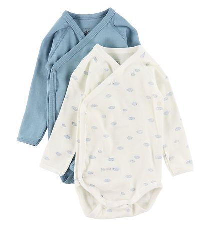 Petit Bateau Body l/æ - 5-pak - Blå/Hvid Petit Bateau Body l/æ - 5-pak - Blå/Hvid