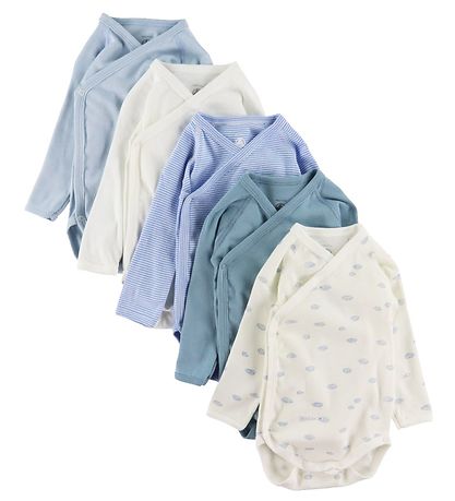 Petit Bateau Body l/æ - 5-pak - Blå/Hvid