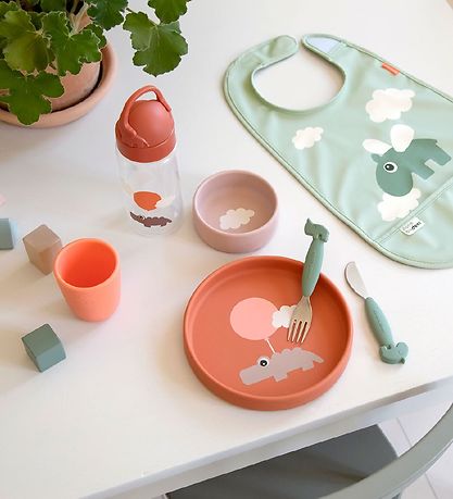 Done By Deer Spisesæt - Silikone - 3 dele - Happy Clouds - Papay