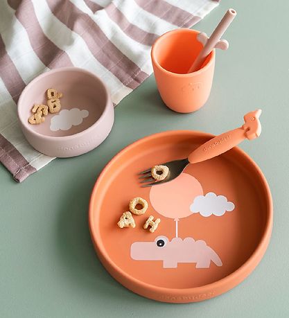 Done By Deer Spisesæt - Silikone - 3 dele - Happy Clouds - Papay Done By Deer Spisesæt - Silikone - 3 dele - Happy Clouds - Papay