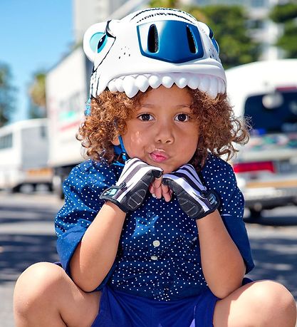 Crazy Safety Cykelhjelm m. Lys - Tiger - Hvid Crazy Safety Cykelhjelm m. Lys - Tiger - Hvid