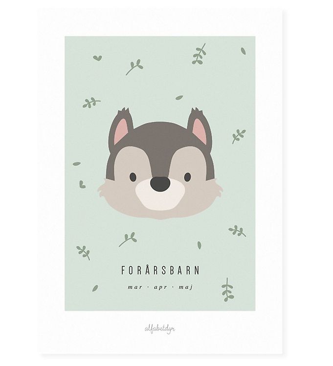 Alfabetdyr Plakat - 21x30 - Forårsbarn