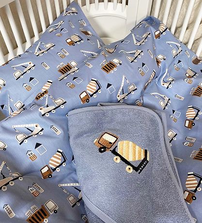 Nørgaard Madsens Sengetøj - Baby - Blå m. Cementblander Nørgaard Madsens Sengetøj - Baby - Blå m. Cementblander