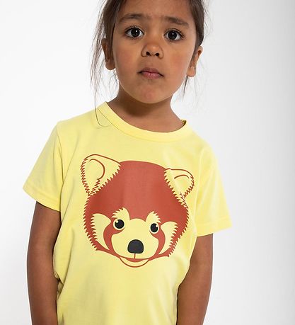 DYR-Cph T-Shirt - DYRGrowl - Pale Yellow m. Rød Panda