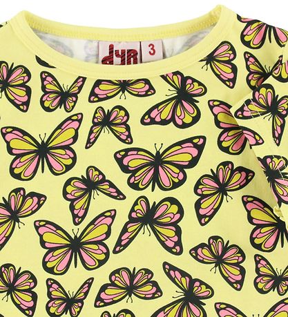 DYR-Cph Kjole - DYRZanzi - Pale Yellow m. Sommerfugle