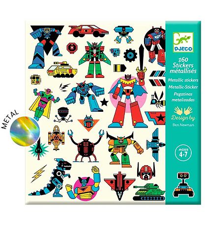 Djeco Klistermærker - Metallic - 160 stk. - Robots