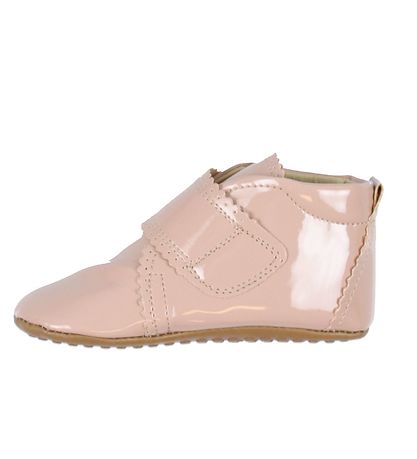 Pom Pom Hjemmesko - Velcro Scallops - Dusty Rose Patent