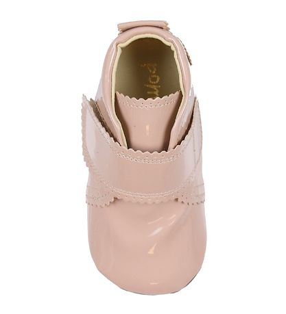 Pom Pom Hjemmesko - Velcro Scallops - Dusty Rose Patent