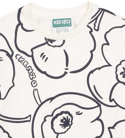 Kenzo T-shirt - Exclusive Edition - Creme/Sort m. Blomster