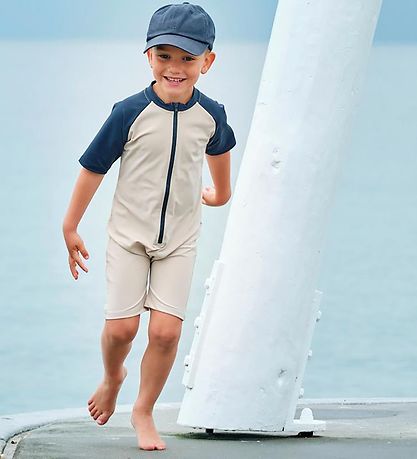 Petit Crabe Badeheldragt - Multi Color - UV50+ - Latte/Blue Petit Crabe Badeheldragt - Multi Color - UV50+ - Latte/Blue