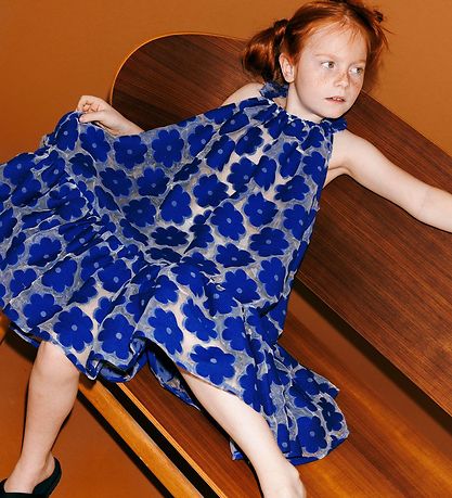 Christina Rohde Kjole - Blå m. Blomster Christina Rohde Kjole - Blå m. Blomster