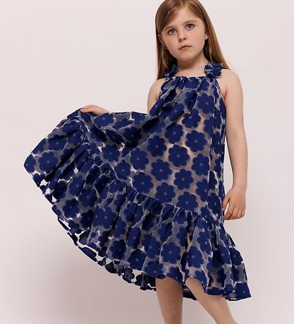 Christina Rohde Kjole - Blå m. Blomster Christina Rohde Kjole - Blå m. Blomster