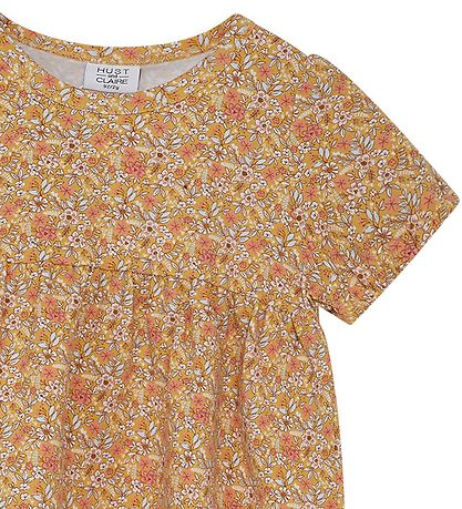 Hust and Claire Kjole - Arina - Ochre m. Blomster Hust and Claire Kjole - Arina - Ochre m. Blomster