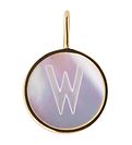 Design Letters Pendant To Necklace - W - Pearl Gold