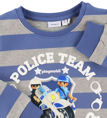 Name It Sweatshirt - NmmDes Playmobil - Bijou Blue/Gråmeleret m. Name It Sweatshirt - NmmDes Playmobil - Bijou Blue/Gråmeleret m.