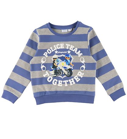 Name It Sweatshirt - NmmDes Playmobil - Bijou Blue/Gråmeleret m. Name It Sweatshirt - NmmDes Playmobil - Bijou Blue/Gråmeleret m.
