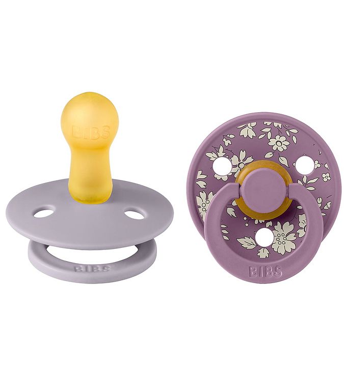 BIBS X Liberty Colour Rund Sutter 2-pak Str. 2 Naturgummi - Capel/Fossil Grey Mix