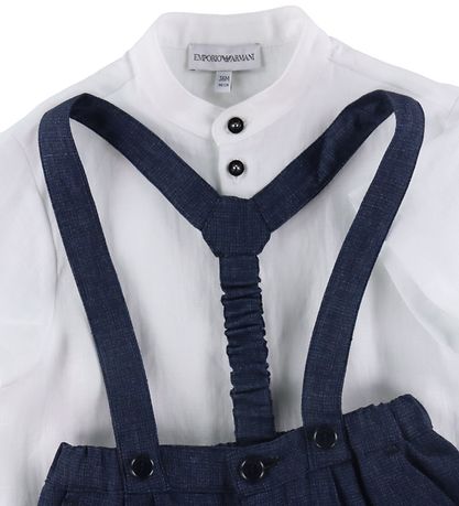 Emporio Armani Sæt - Skjorte/Shorts - Hvid/Navy Emporio Armani Sæt - Skjorte/Shorts - Hvid/Navy