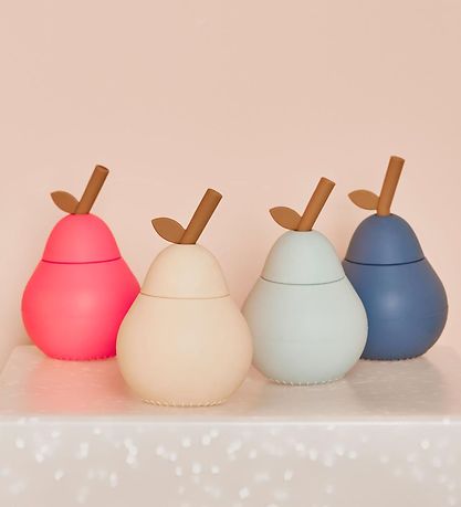 OYOY Kop m. Sugerør - Pære - Silikone - Blå