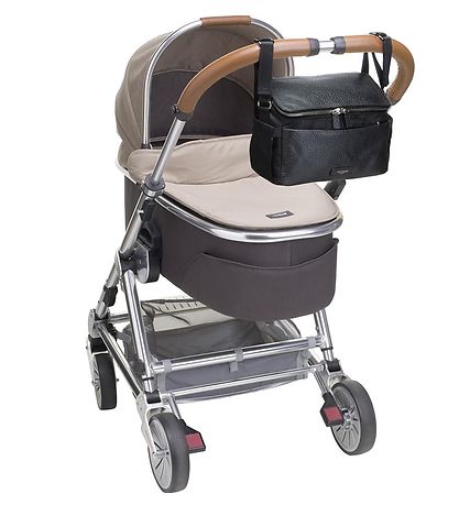 Storksak Kinderwagentasche - Leder - Alyssa - Black/Gunmetal