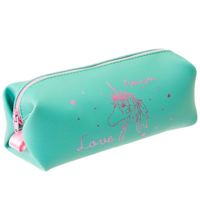 Rosajou Sminketaske - 19x9 cm - Grøn m. Enhjørning
