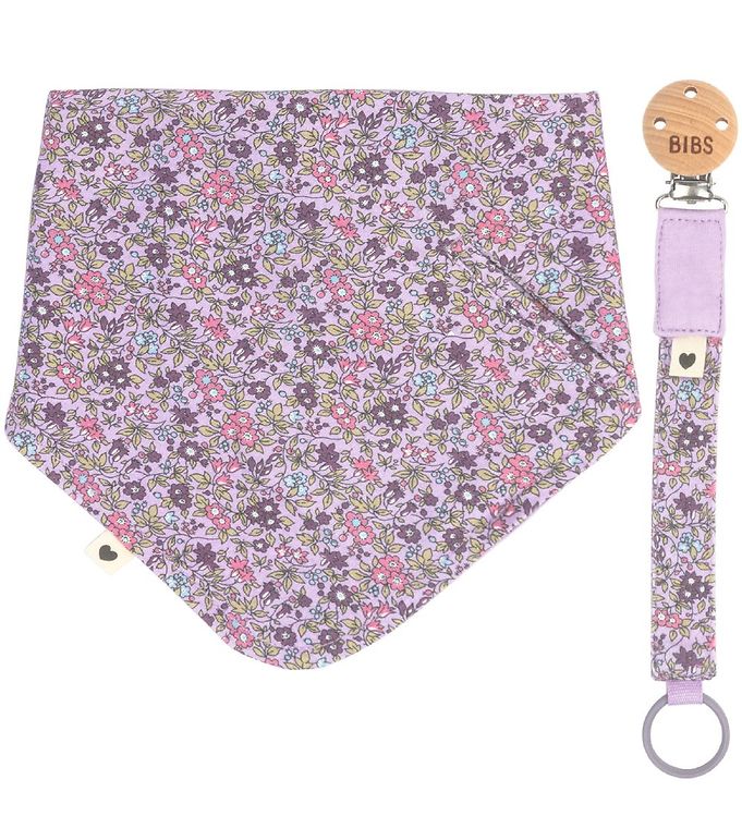 BIBS Accessories - Bandana Savlesmæk og Suttesnor - Liberty - Chamomile Lawn/Violet Sky