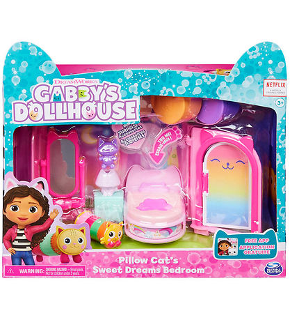 Gabby's Dollhouse Sæt - 8 Dele - Pillow Cat Sweet Dream Bedroom